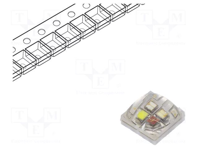 Power LED; RGBW; quadcolour,EMITER; 155°; 300mA; 3W; 3x3x1.8mm ProLight Opto PBLB-3LTE
