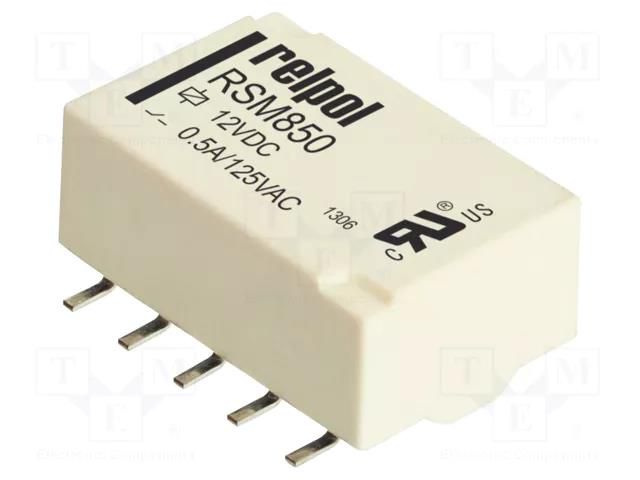 Relay: electromagnetic; DPDT; Ucoil: 12VDC; 2A; 0.5A/125VAC; RSM850 RELPOL RSM85061128M1012