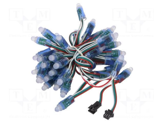 LED; RGB; No.of diodes: 50; Ø12mm; Controller: WS2811; THT; 5VDC WORLDSEMI HC-F5V-F12-WS2811