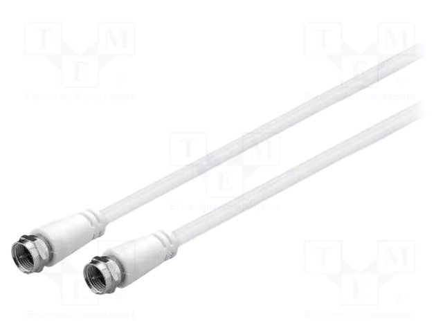 Cable; 3m; F plug,both sides; PVC; white; 75Ω GOOBAY SAT-M/M-0300-WH