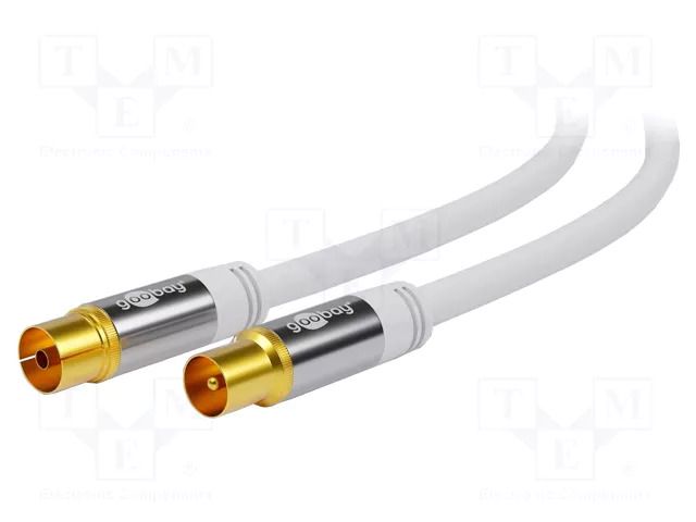 Cable; 3m; coaxial 9.5mm socket,coaxial 9.5mm plug; PVC; white GOOBAY ANT-M/F-0300-WH