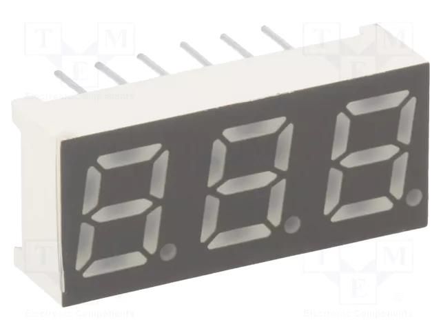Display: LED; 7-segment; 7mm; 0.28"; No.char: 3; yellow-green LUCKYLIGHT KW3-281CGA