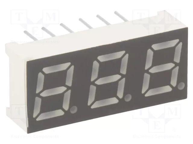 Display: LED; 7-segment; 7mm; 0.28"; No.char: 3; yellow-green LUCKYLIGHT KW3-281CGA