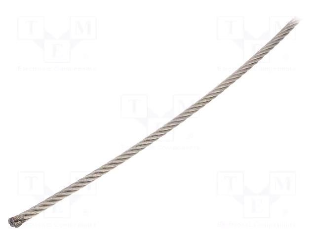 Rope; acid resistant steel A4; Ørope: 4mm; L: 50m; 283kg KRAFTBERG L7X19-F4-A4/50M