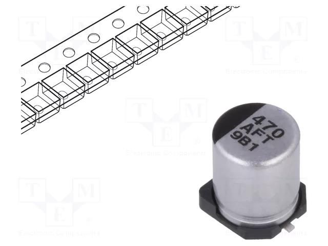 Capacitor: electrolytic; low ESR; SMD; 470uF; 10VDC; Ø6.3x7.7mm PANASONIC EEEFTA471XAP