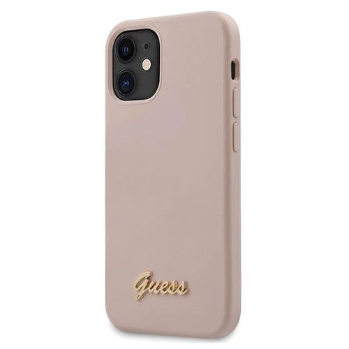Guess GUHCP12SLSLMGLP iPhone 12 mini 5.4" light pink/light pink hardcase Silicone Script Gold Logo, Guess 3700740482025 3700740482025