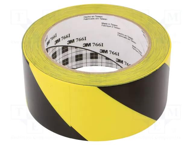 Tape: warning; yellow-black; L: 33m; W: 50mm; Thk: 0.127mm; vinyl 3M 3M-766I-50/33