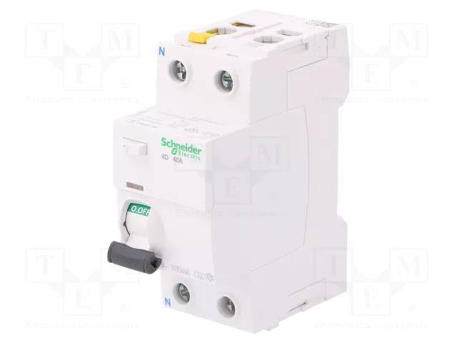 RCD breaker; Inom: 40A; Ires: 100mA; Poles: 2; 400VAC; IP20; 1÷25mm2 SCHNEIDER ELECTRIC A9Z22240