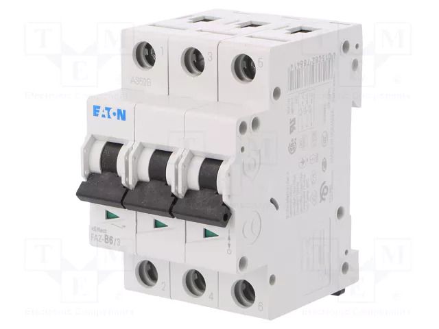 Circuit breaker; 230/400VAC; Inom: 6A; Poles: 3; Charact: B; 15kA EATON ELECTRIC FAZ-B6/3