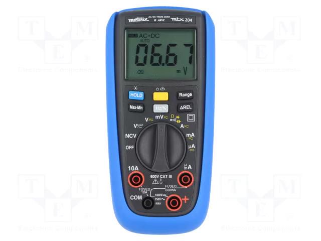 Digital multimeter; LCD; (6000); VDC: 60mV,600mV,6V,60V,600V,1kV METRIX MTX204