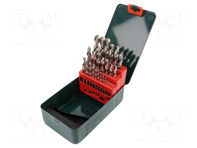 Drill set; for metal; high speed steel grounded HSS-G; 900N/mm2 METABO MTB.627154