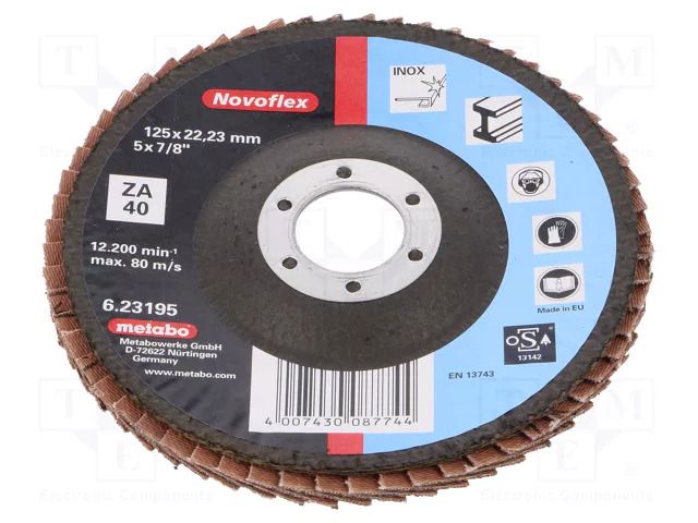 Flap grinding wheels; Ø: 125mm; Granularity: 40; 22.23mm METABO MTB.623195