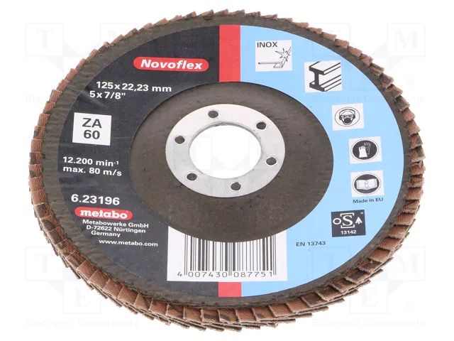 Flap grinding wheels; Ø: 125mm; Granularity: 60; 22.23mm METABO MTB.623196