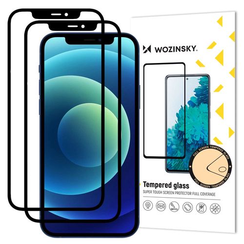 Wozinsky 2x Tempered Glass Full Glue Super Tough Screen Protector Full Coveraged with Frame Case Friendly for iPhone 12 Pro / iPhone 12 black, Wozinsky 5907769315497 5907769315497