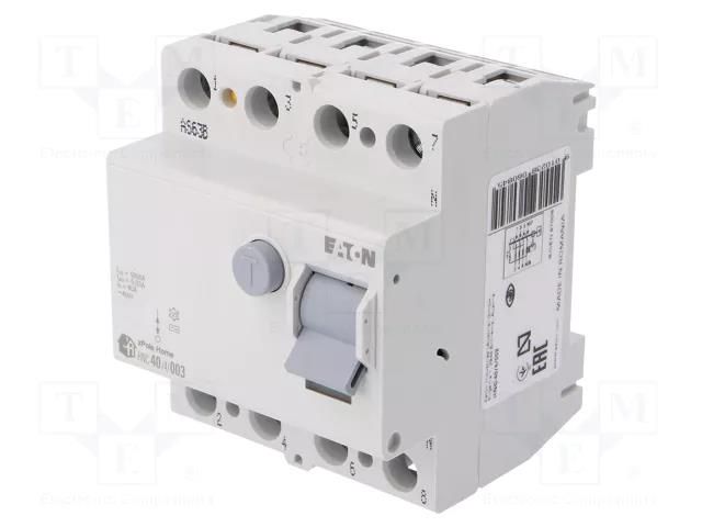 RCD breaker; Inom: 40A; Ires: 30mA; Max surge current: 250A; IP40 EATON ELECTRIC HNC-40/4/003