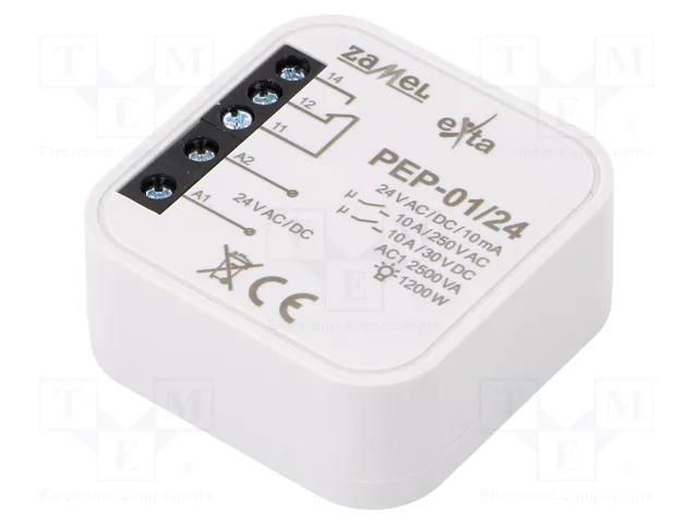 Relay; flush mount; 24VAC; 24VDC; IP20; -10÷55°C; OUT: 250VAC/10A ZAMEL PEP-01/024