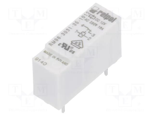 Relay: electromagnetic; SPST-NC; Ucoil: 12VDC; 8A; 8A/250VAC; RM96 RELPOL RM96-3031-35-1012