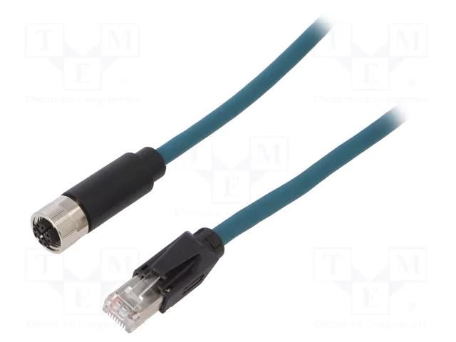 Cable: for sensors/automation; PIN: 8; female; X code-ProfiNET BULGIN TPU12FBF08XRJ050PU