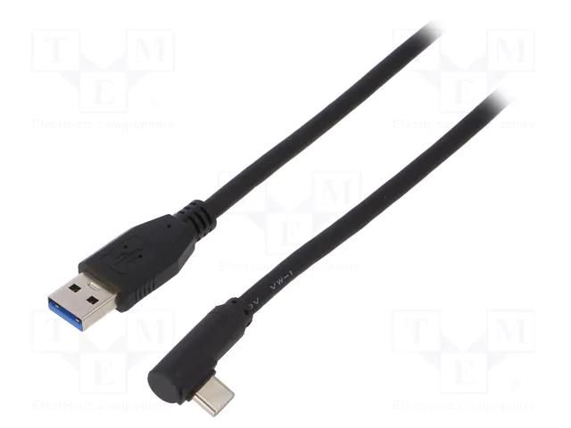 Cable; USB 3.0; USB A plug,USB C angled plug; 3m; black; Core: Cu Goobay USB.C-F90/AM-30