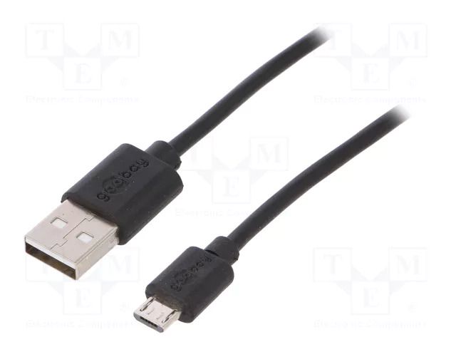 Cable; USB 2.0; USB A plug,USB B micro plug; 0.5m; black GOOBAY USB-A/MICRO-005-BK