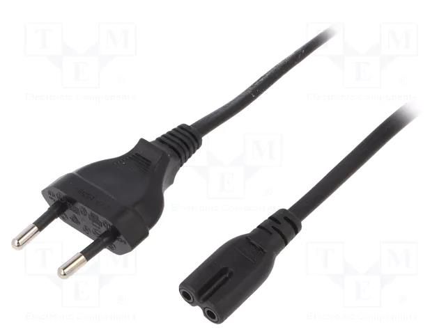 Cable; CEE 7/16 (C) plug,IEC C7 female; 3m; black; 2.5A; 250V LOGILINK CP145