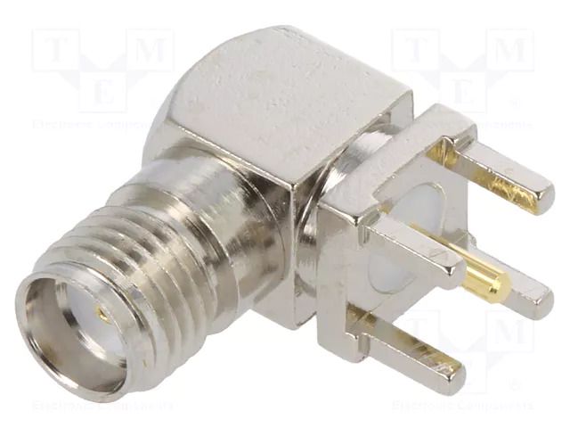 Connector: SMA; socket; female; angled 90°; 50Ω; THT; on PCBs; PTFE LINX TECHNOLOGIES / TE Connectivity CONSMA002