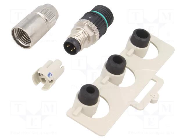 Connector: M8; male; PIN: 3; 32V; IP67; straight; for cable; plug WEIDMÜLLER SAIS-3-IDCM8SMALL