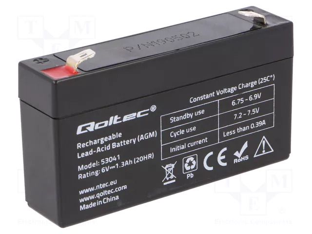 Re-battery: acid-lead; 6V; 1.3Ah; AGM; maintenance-free QOLTEC ACCU-HP1.3-6/Q