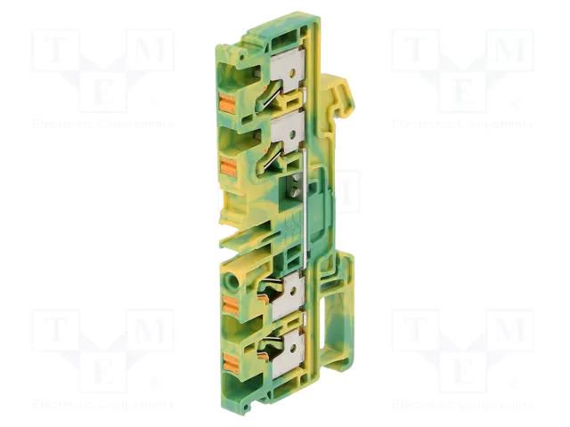 Splice terminal: rail; 4mm2; ways: 1; terminals: 4; yellow-green WEIDMÜLLER A4C4PE