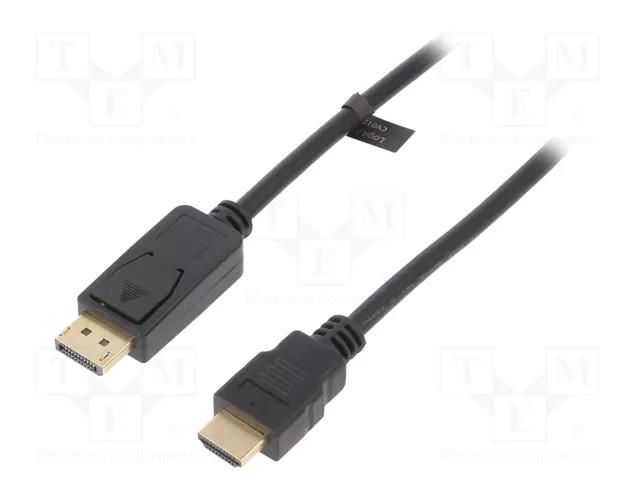 Cable; DisplayPort plug,HDMI plug; 1m; black; DisplayPort 1.2 LOGILINK CV0126