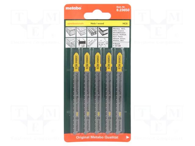 Hacksaw blade-set; wood,chipboard; 74mm; CLEAN WOOD; 5pcs. METABO MTB.623650