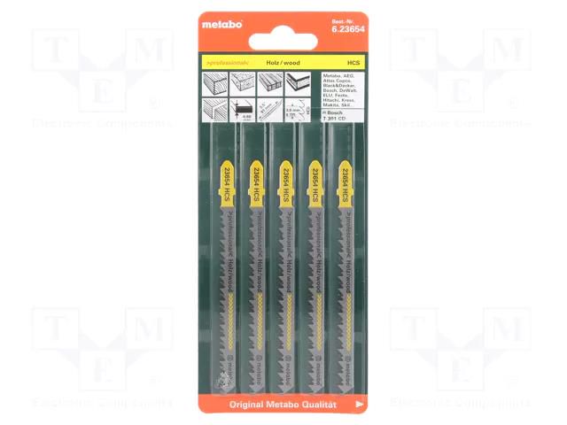 Hacksaw blade-set; wood,chipboard; 91mm; CLEAN WOOD; 5pcs. METABO MTB.623654