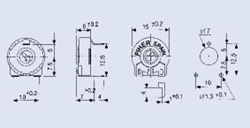 Trimmer potentiometer 50K soldered horizontal 0.25W 10x12.5mm CA14-50K-H