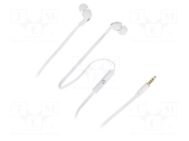 Headphones with microphone; white; Jack 3,5mm; in-ear; 1.2m; 32Ω QOLTEC QOLTEC-50801