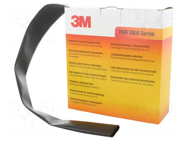 Heat shrink sleeve; glueless,thin walled; 3: 1; 24mm; L: 5m; black 3M HSR3000-24/8-BK