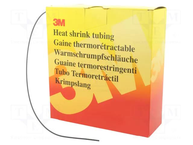 Heat shrink sleeve; glueless,thin walled; 2: 1; 1.2mm; L: 12m; HSR 3M HSR-1.2/0.6-BK