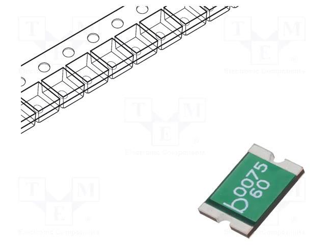 Fuse: PTC polymer; 0.75A; Imax: 100A; SMD; 0ZCF; 2920 BEL FUSE 0ZCF0075AF2C