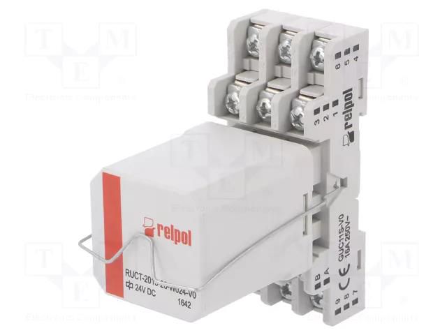 Relay: interface; 3PDT; Ucoil: 24VDC; 16A; 16A/250VAC; 16A/24VDC RELPOL PRUCT201326W024V0