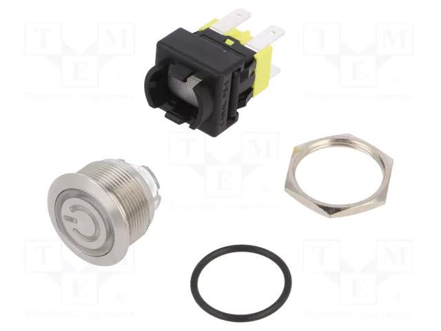 Switch: vandal resistant; Pos: 2; DPDT; 16A/250VAC; IP65; ON-OFF CANAL ELECTRONIC PS5210QHBRD0PAC