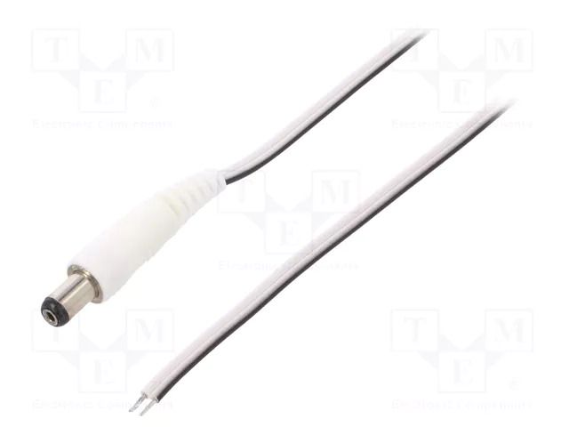 Cable; 2x0.5mm2; wires,DC 5,5/1,7 plug; straight; white; 1.5m BQ CABLE DC.CAB.1900.0150