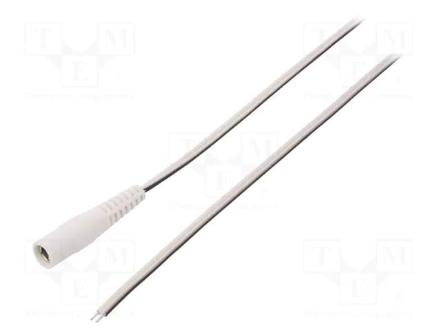 Cable; 2x0.5mm2; wires,DC 5,5/2,5 socket; straight; white; 1.5m BQ CABLE DC.CAB.2500.0150