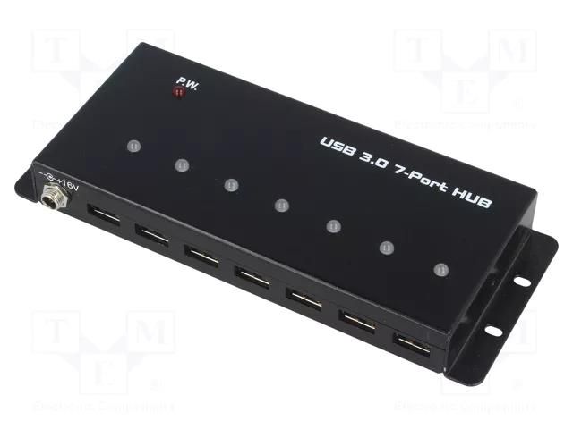 Hub USB; DC,USB A socket x7,USB B socket; industrial,USB 2.0 LOGILINK UA0318