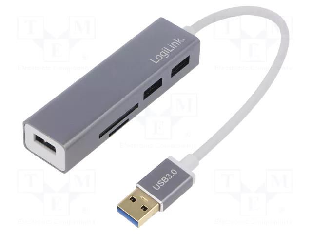 Hub USB; microSD,SD,USB A socket,USB A plug; USB 3.0; 5Gbps LOGILINK UA0306