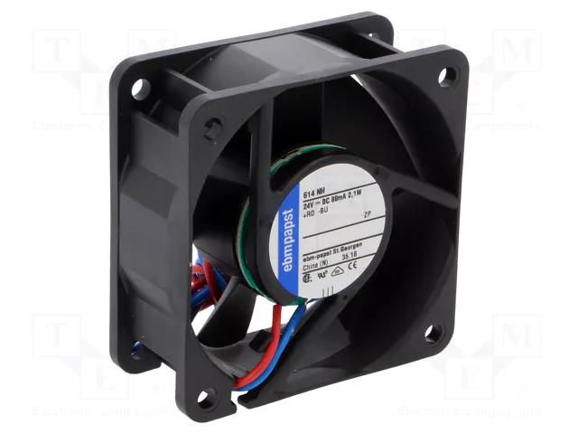 Fan: DC; axial; 24VDC; 60x60x25mm; 46m3/h; 37dBA; slide; 5600rpm EBM-PAPST 614NH