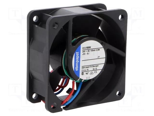 Fan: DC; axial; 24VDC; 60x60x25mm; 56m3/h; 43dBA; slide EBM-PAPST 614NGHH