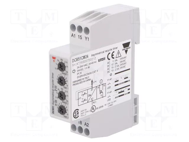 Automation module: timer; 0,1s÷100h; SPDT; 250VAC/5A,24VDC/5A CARLO GAVAZZI DCB51CM24