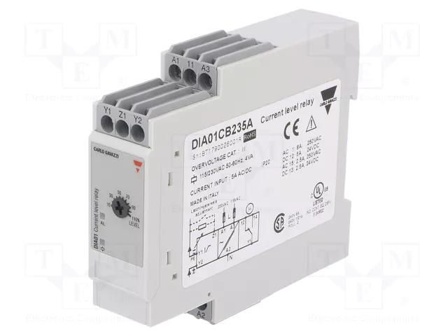 Current monitoring relay; AC/DC current; 115/230VAC; DIA; SPDT CARLO GAVAZZI DIA01CB235A
