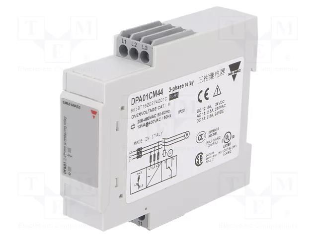 Voltage monitoring relay; phase sequence,phase failure; DPA CARLO GAVAZZI DPA01CM44