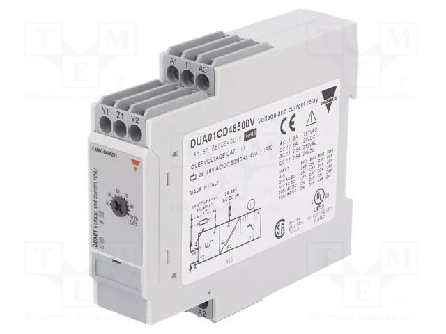 Current monitoring relay; AC/DC voltage,AC/DC current; DUA CARLO GAVAZZI DUA01CD48500V