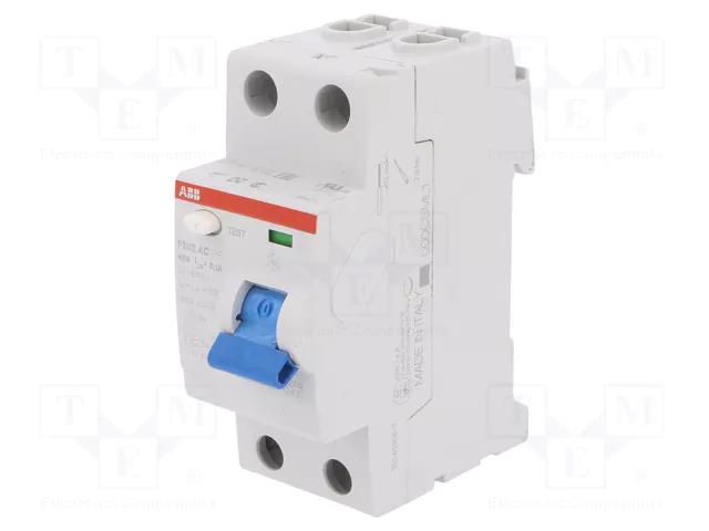 RCD breaker; Inom: 40A; Ires: 100mA; Max surge current: 5000A; IP20 ABB F202AC-40/0.1